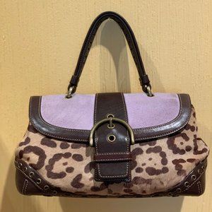 Coach Handbag Leopard & Suede Top Handle